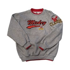 Vintage Mickey Co Disney Sweatshirt Gray Red Embroidered Classic Large 14/16