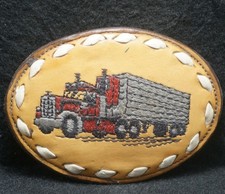 XC17147 VINTAGE 1970s SEMI-TRUCK 18-WHEELER TRUCKING ARTWORK MENS BELT BUCKLE
