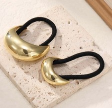 2PCS Gold Hair Ties for Women - Metal Hair Accessories for Thick Gold Set 02