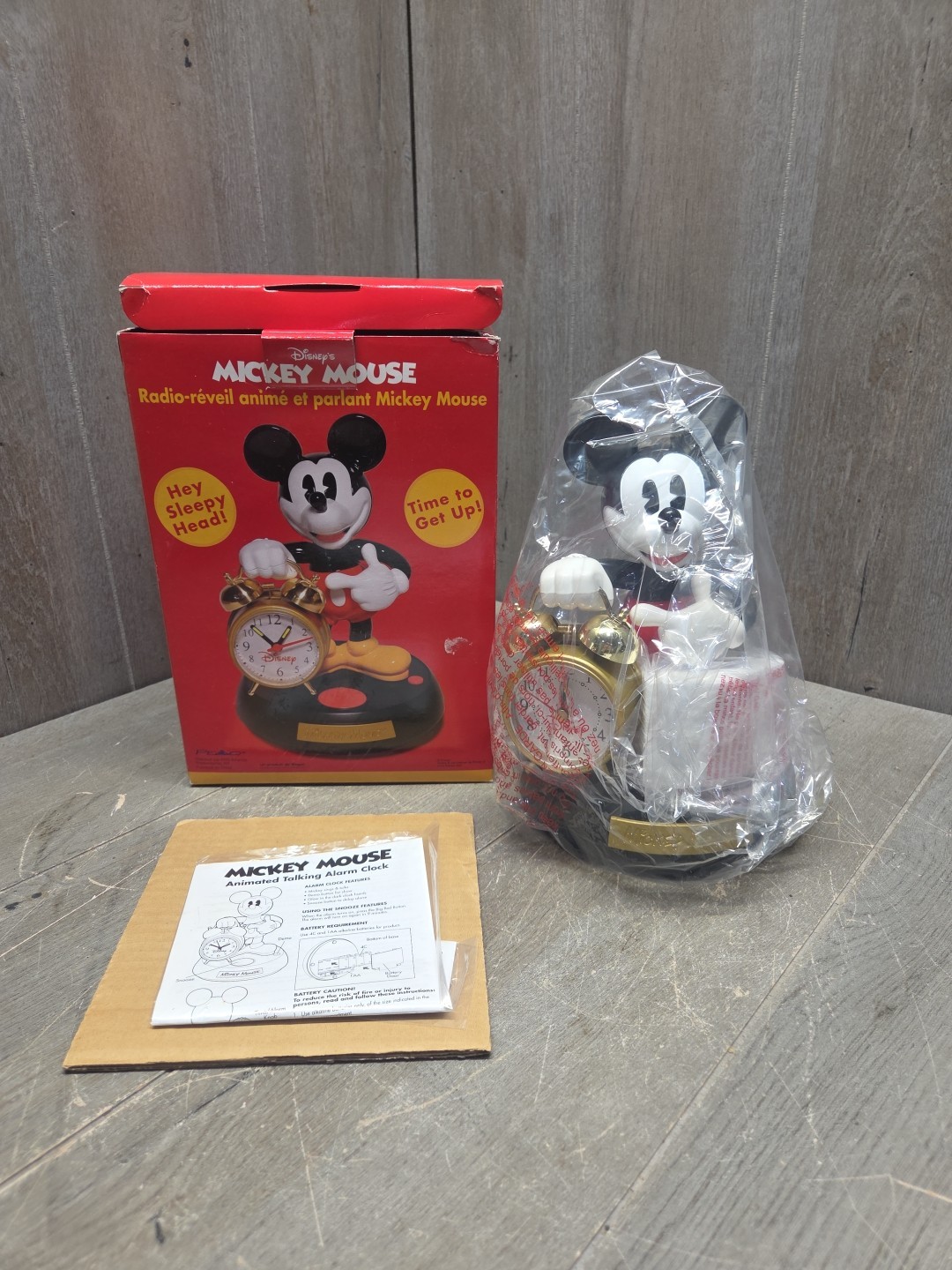 NEW IN THE ORIGINAL BOX Disney Mickey Mouse Animated Talking Alarm Clock