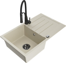 Lavello in granito Mexen Bruno beige con miscelatore Aster
