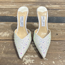 Jimmy Choo White Multicolor Rhinestone Stilet...