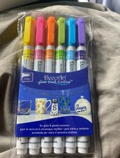 New DecoArt 6 Pc Glass/Ceramic Paint Markers Bright Colors