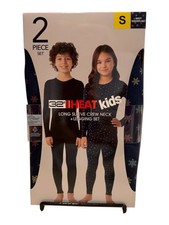 32 DEGREES Heat Kids Long Sleeve Crew NeckLegging Set - NAVY SNOWFLAKE - SMALL