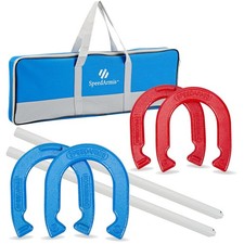 Outdoor Horseshoes Game Set - Universal Size for Lawn Beach, 4 Horseshoes, 2 S