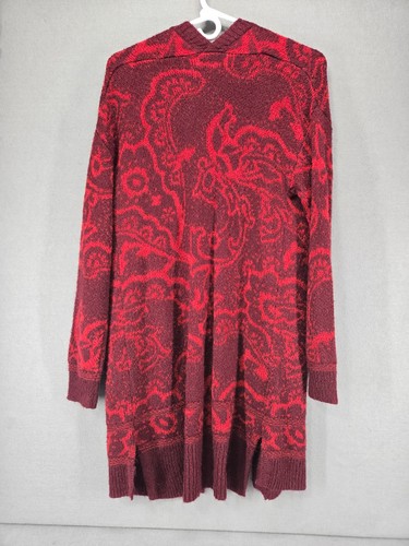 Knox Rose Open Front Cardigan, Red/Burgandy, Medium, Long Length - Picture 4 of 5