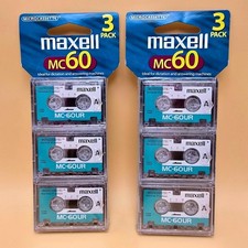6 Pack Maxell MC-60 UR Microcassette Blank 60 Minute Audio Tapes New Sealed
