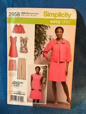 Simplicity Sewing Pattern Petite Dress Crop Pants Jacket Sz 6-14 Uncut 2958 MAP