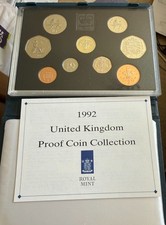 VGC ROYAL MINT 1992 PROOF 9 COIN YEAR SET  INC 92-93 LOW MINTAGE DUAL DATE  50p