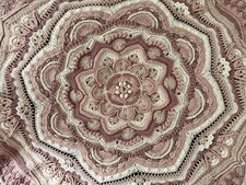 Handmade Crochet Mandala Sofa Throw Blanket Pink Cream Bohemian Decorative