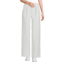 lands' End Knit High Rise Pleated Wide Leg Pants Soft Light Gray Heather M