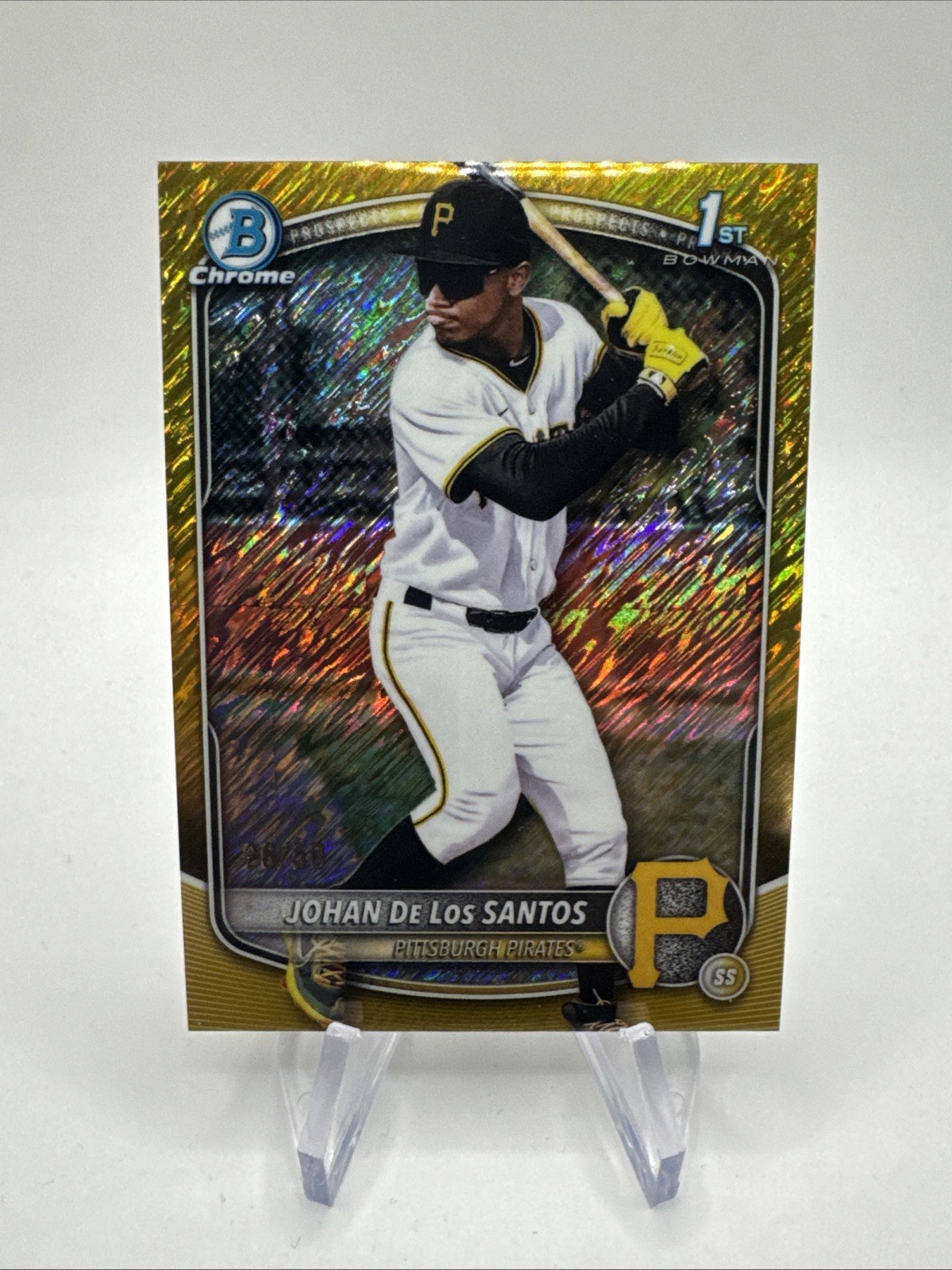 Johan De Los Santos 2025 Bowman Chrome Gold Shimmer Refractor 1st Bowman #/50