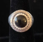 Vintage Kameleon Sterling Silver Black Onyx Rhinestone Ring, Size 7.5