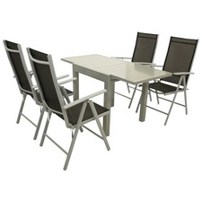 Gartengarnitur 5-tlg Aluminium Gartenmöbel Set Sitzgruppe Essgruppe Ausziehtisch