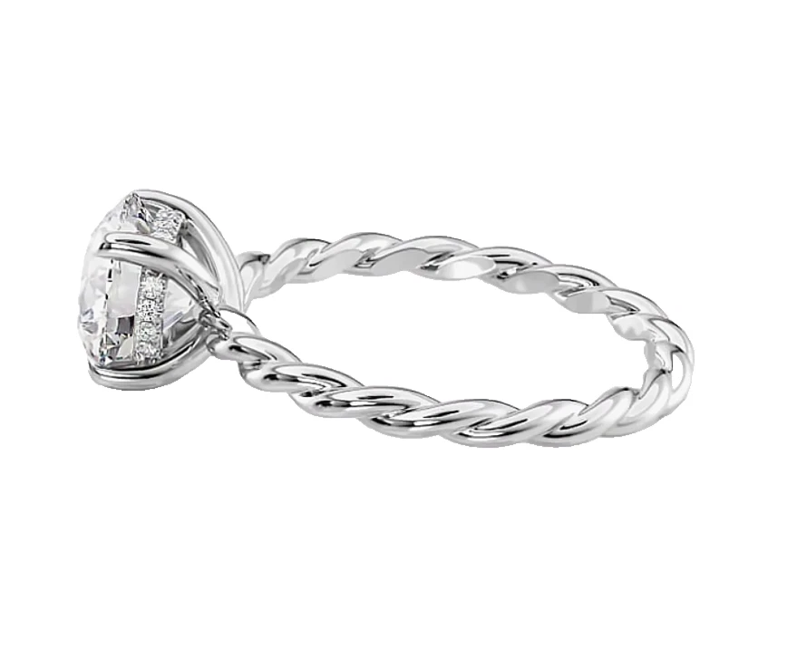14k Weiss Gold 1.90 Karat Rund Kunstdiamanten Grown Diamant Versteckte Halo 14k - Bild 3 von 4