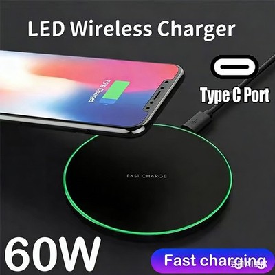 60W Wireless Fast Charger Charging Pad Dock for Samsung iPhone Android Phone