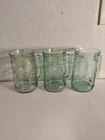 COCA-COLA Green Glass Vintage Coke Mugs Stein w/ Handle - Lot of 3,  16 oz Heavy