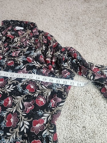 J. Jill Semi Sheer Floral Shirt Dress Long Sleeve Womens XL Casual - Picture 8 of 12