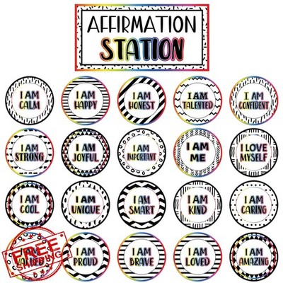 Naozinebi Affirmation Station Bulletin Board Polka Dots Stripes