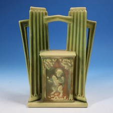 Roseville Art Pottery - Donatello - Rare Unusual Double Vase - 7 inches