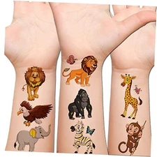 Glitter Animal Temporary Tattoos for Kids - 50 Styles Zoo Jungle Animal Fake 
