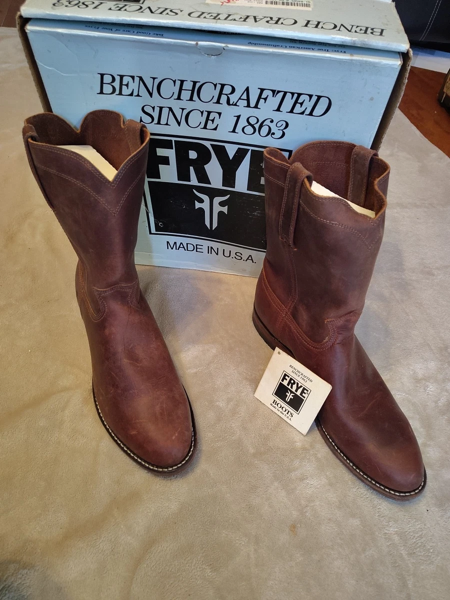 USA製　Vintage モデル　FRYE/フライ　ウエスタンブーツ　size8M　25.5-26.0程度　ブラウン/茶/BROWN〉管No.WL65 Frye Boots Harness 8R Smoke Brown Leather USA Women's 8.5M Right