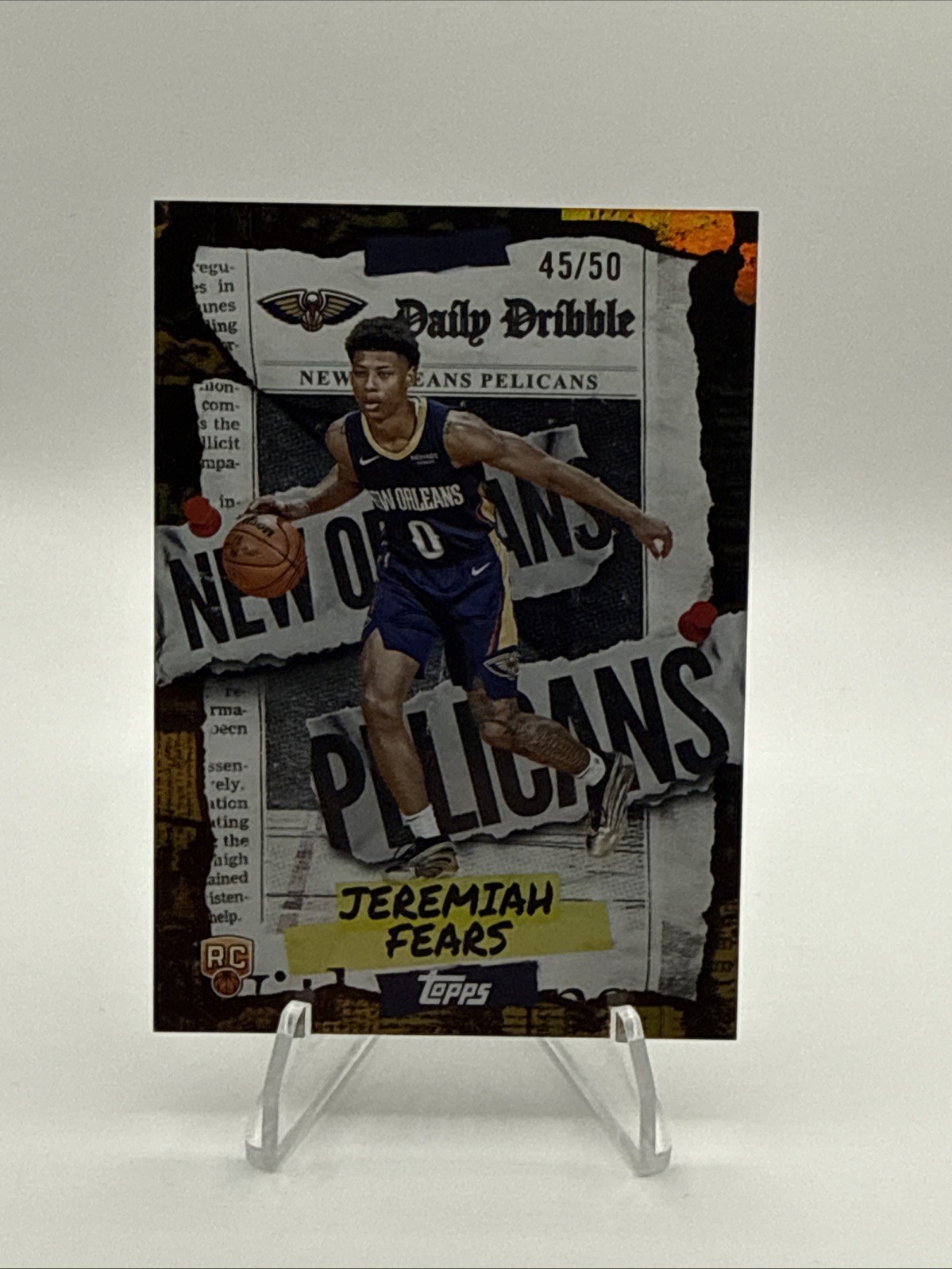 2025-26 Topps Basketball Jeremiah Fears Daily Dribble Gold Insert /50 RC