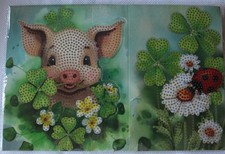 Diamond Painting-Faltkarte Schweinchen, mit M...