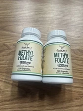 2 X Double Wood Methyl Folate 1000mcg, 120 Vegan Capsules 03/2027
