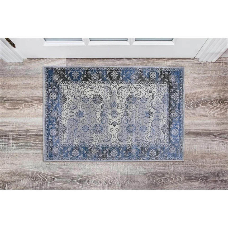 Linon Vintage Isfahan Power Loomed Microfiber Polyester 2'x3' Rug in Gray - Image 2 of 4