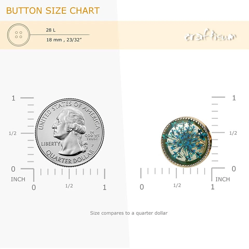 Cyan-Blue Flower Inclusion Glass Sewing Shank Buttons 20 Pcs - 18mm, 23/32" - Image 2 of 4