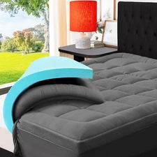 Dual Layer 4 Inch Memory Foam Mattress Topper Cooling Gel Bamboo Pillow Top Pad