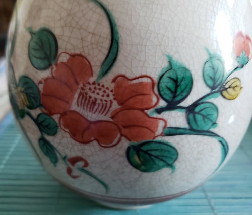 ANTIQUE CHINESE CRACKLE GLAZE HAND PAINTED VASE - Picture 10 of 12