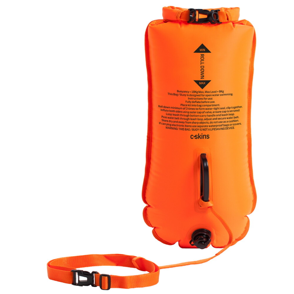 Combo Bolsa Seca Boya Flotador Remolque de Seguridad CSkins NUEVO Naranja Aguas Abiertas Natación 28L