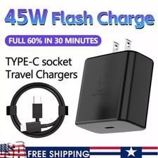 45W Fast Wall Charger Adapter Type-C w/6ft Cable For Samsung Galaxy S21 S22 S23