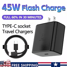 45W Fast Wall Charger Adapter Type-C w/6ft Cable For Samsung Galaxy S21 S22 S23