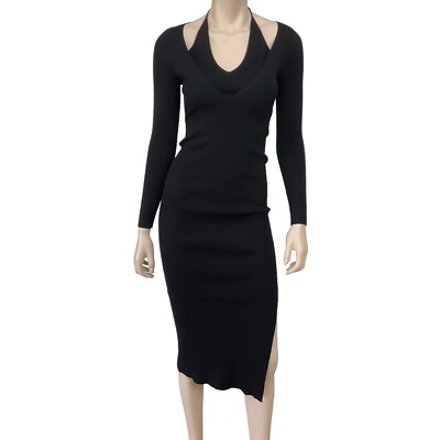 Heartloom Dress Women Small Black Long Sleeve Knit Sevilla Halter Bodycon  NWT | eBay