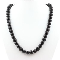 Mineralien Und Edelsteine. Halskette Perlen Turmalin Schorl Aus Brasilien Qual