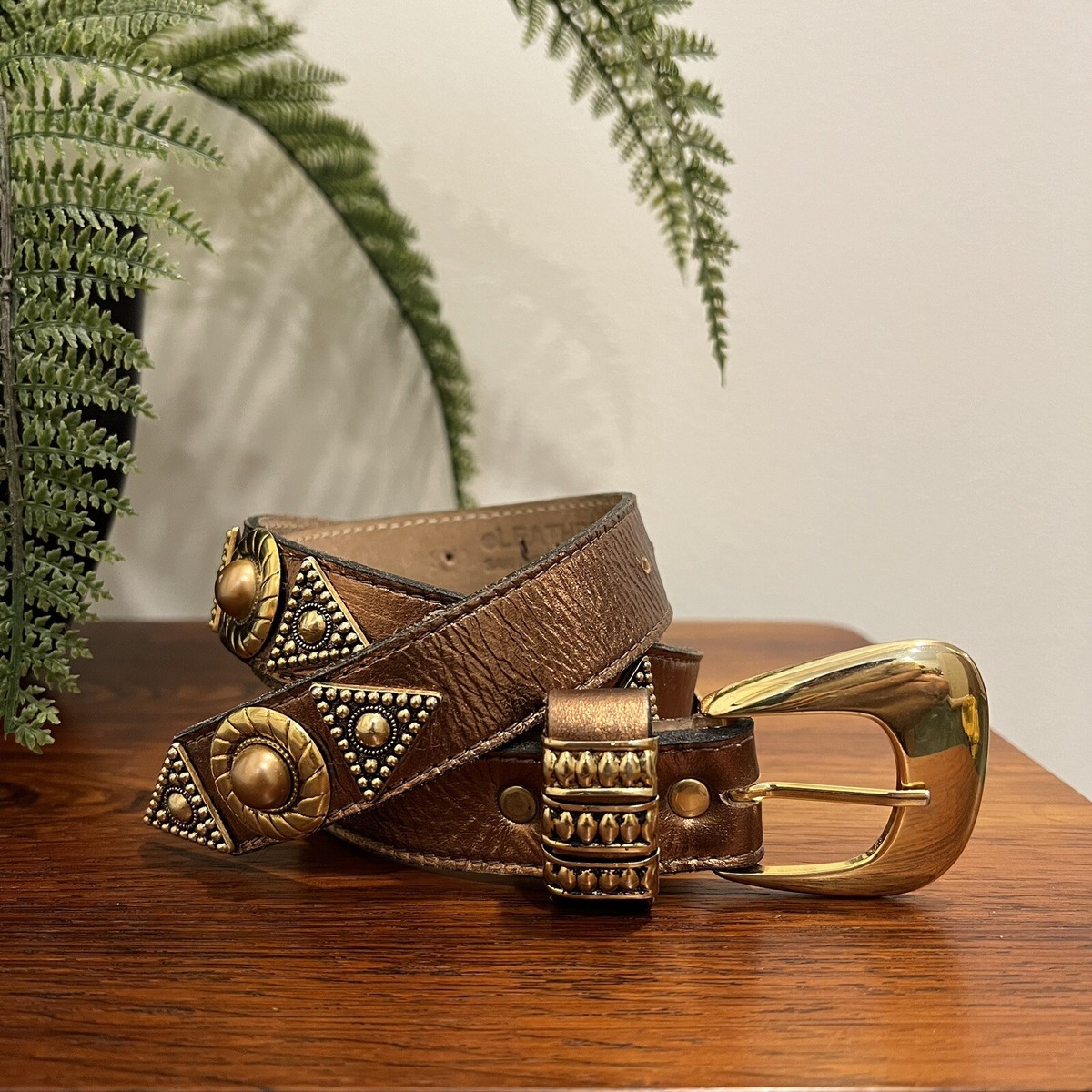 Vintage Leatherrock Studded Leather Belt Fsjzc Men and Women Leather Rock Belt with Silver Bullet  main image 2