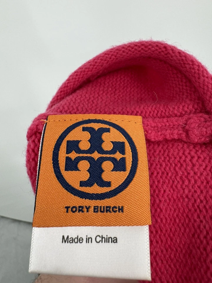 Gorro tejido Tory Burch rosa estrás logotipo mezcla lana cachemir Foto 3 de 4