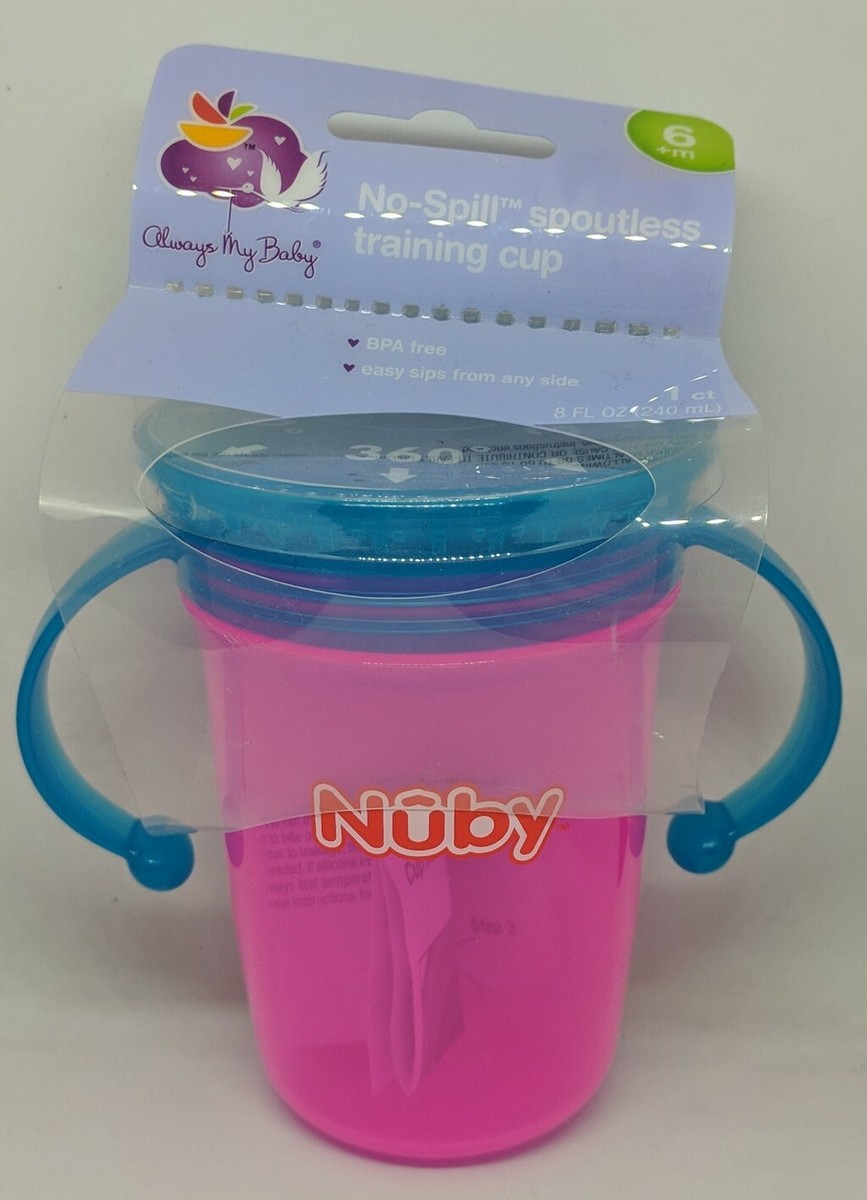 Nûby No-Spill Spoutless Training Cup 6+ Months Fl Oz, easy sips from any  side