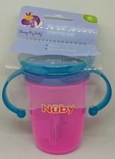 Nûby No-Spill Spoutless Training Cup 6+ Months 8 Fl Oz, easy sips from any side
