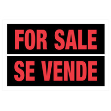 Hillman 841968 Red  White Bilingual For Sale Sign - 12" X 8"