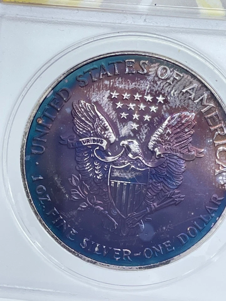 2007 ANACS MS 67 $1.00  Silver Eagle Outrageous Toning - Image 4 of 4