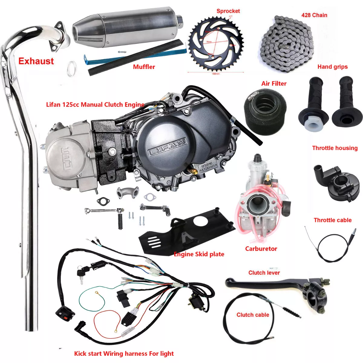 125CC Complete Engine Motor kit Manual Pit Bike Dirt for Honda Z50