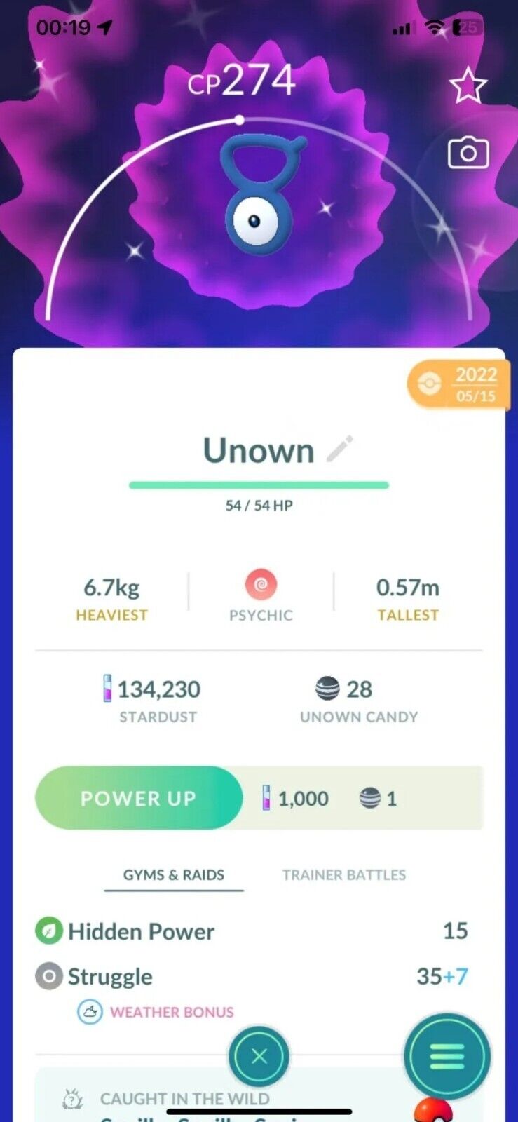 ✨Shiny Unown O Lvl 40CP - Pokémon Go - Registered or 30 Day Trade✨