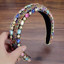 Women's Baroque Crystal Full Bead Headband Padded Headbands Hair Accessories
