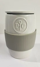 Pampered Chef Microwave Ceramic Egg Cooker with Silicone Sleeve-Lid Gasket 1529