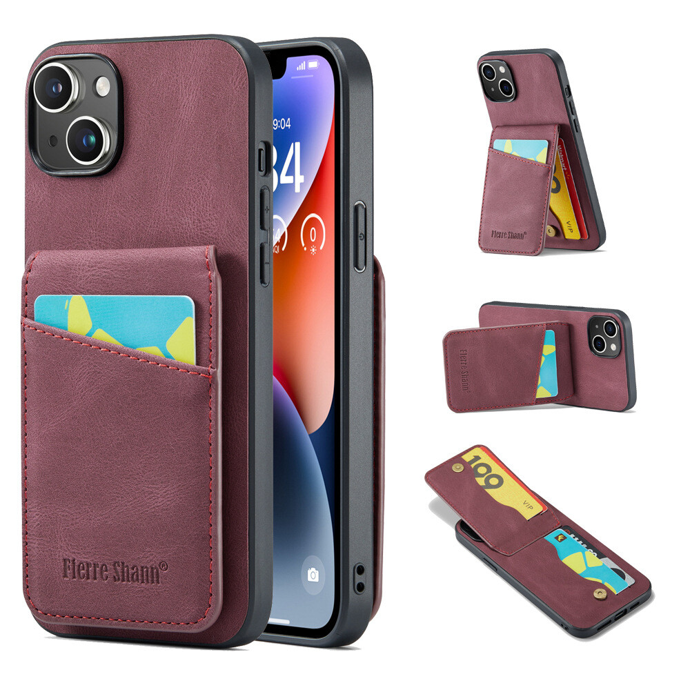 Leather Card Holder Back Case for iPhone 11-15 Pro Max & Samsung S22-S24 A15-image