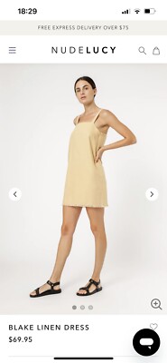 NUDE LUCY | Womens Mustard Blake Linen Dress [ Size S or AU 10 ] | eBay  Australia